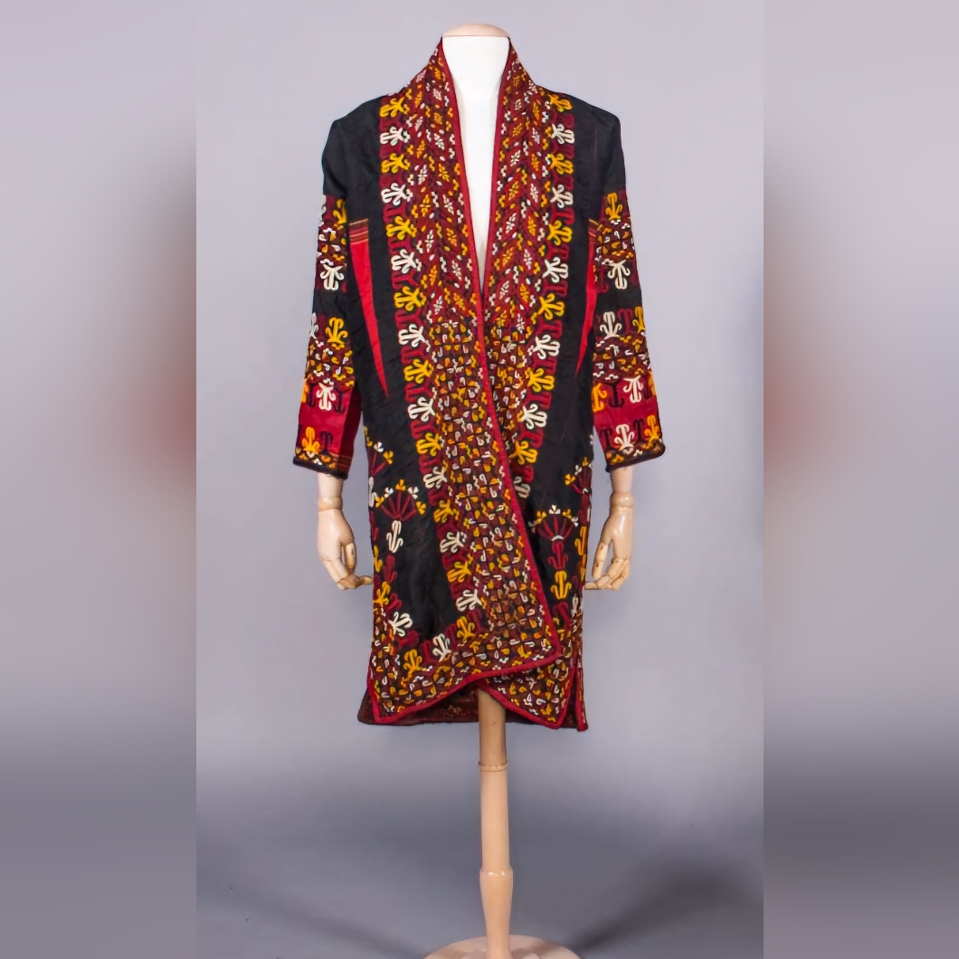 Antique Embroidered Silk Chirpy/Robe Turkmenistan, Mid 20th Century